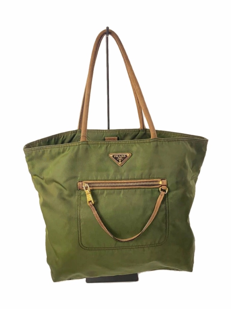 Prada #90 Olive Green Nylon Shoulder Tote. Preloved Item Sold As Is.